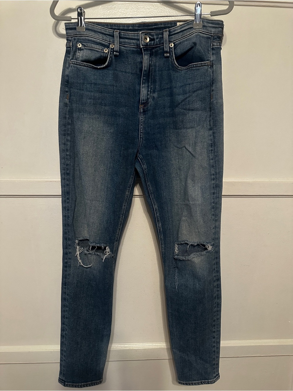 Rag & Bone NINA HIGH-RISE ANKLE SKINNY Distressed Jeans Womens SZ 29